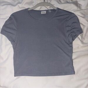 aritzia light blue/grey cropped sunday best tee